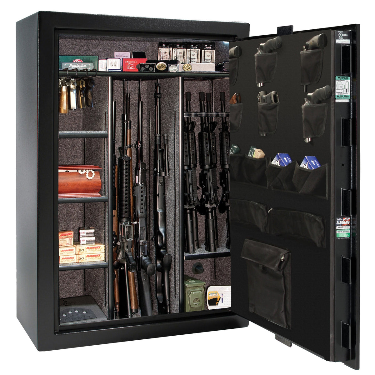 Fatboy Jr. Series | 48XT | Level 4 Security | 75 Minute Fire Protection | Dimensions: 60.5&quot;(H) x 42&quot;(W) x 22&quot;(D) | Up to 48 Long Guns | Black Textured | Mechanical Lock