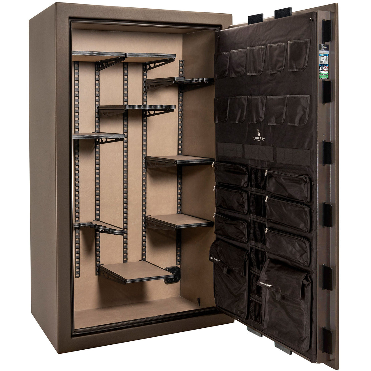 Franklin Series | Level 5 Security | 110 Minute Fire Protection | 50 | DIMENSIONS: 72.5&quot;(H) X 42&quot;(W) X 27.5&quot;(D*) | Bronze Textured | ProFlex Modular Shelving - Open Door Empty